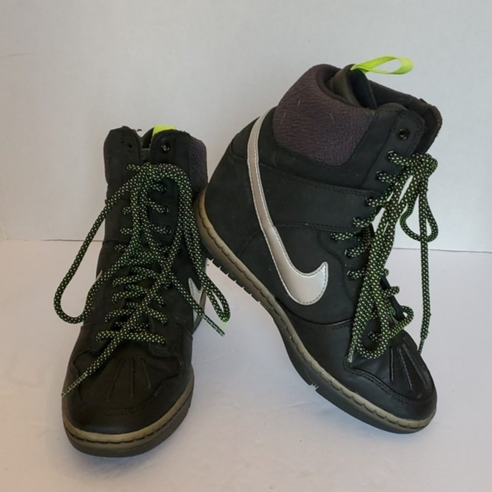 NIKE DUNK SKY HI SNEAKERBOOT Black Wedge Shoes 5.5 H2O Repel 684954